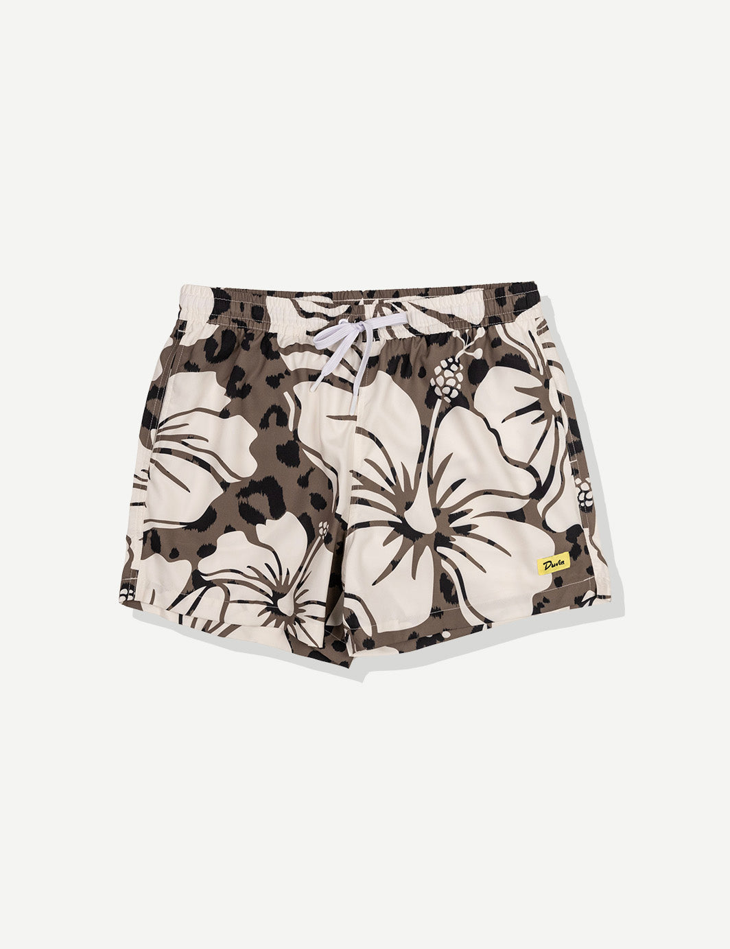 Floral patterned shorts on a white background