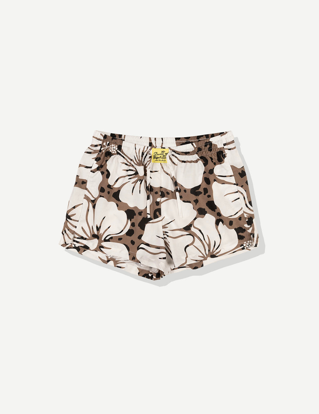 Floral-patterned shorts on a white background
