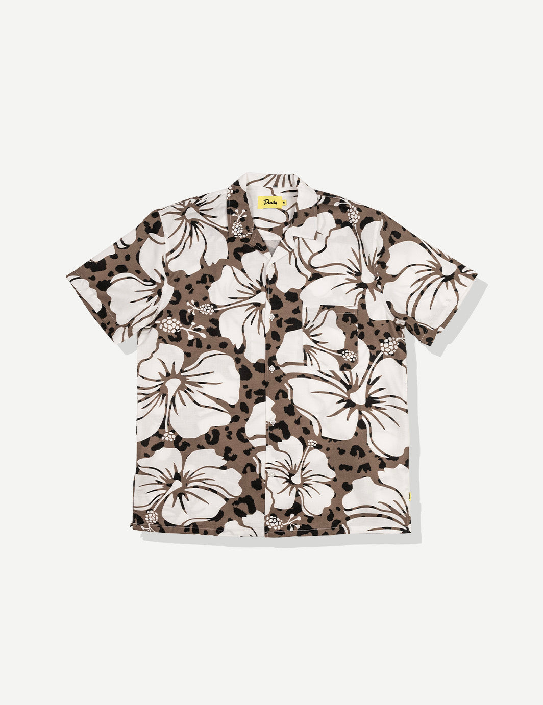 Button up shirt with floral pattern on a white background
